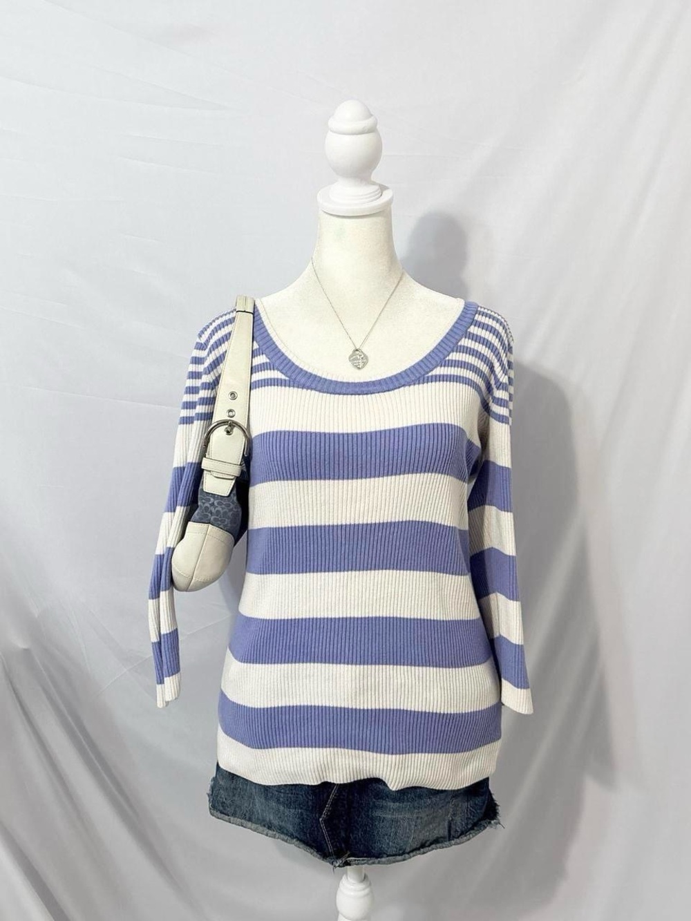 Croft and Barrow Preppy Striped Scoop Neck Sweater Top